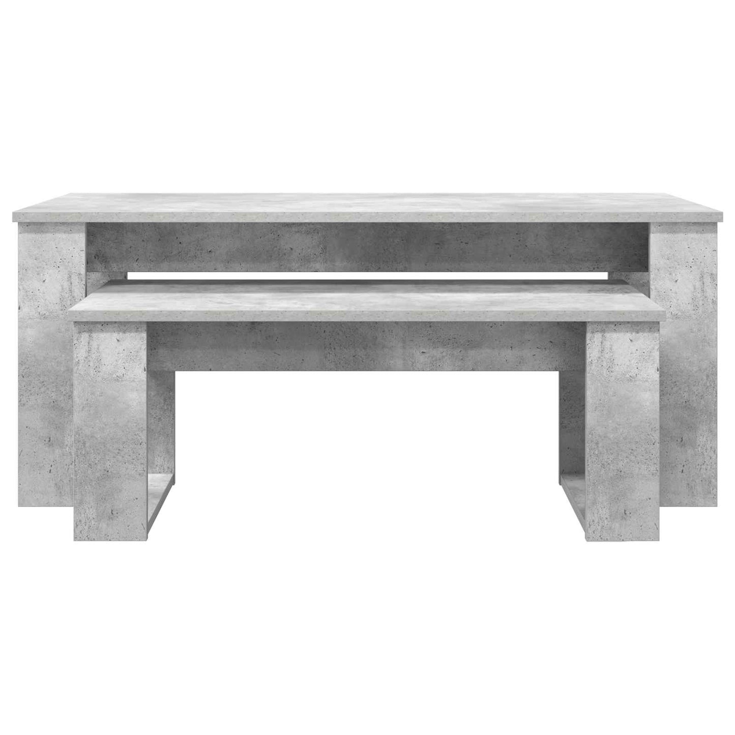 Koffietafel Set 2 pcs Beton Grijs Bewerkt hout