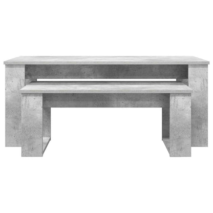 Koffietafel Set 2 pcs Beton Grijs Bewerkt hout