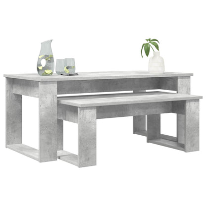 Koffietafel Set 2 pcs Beton Grijs Bewerkt hout