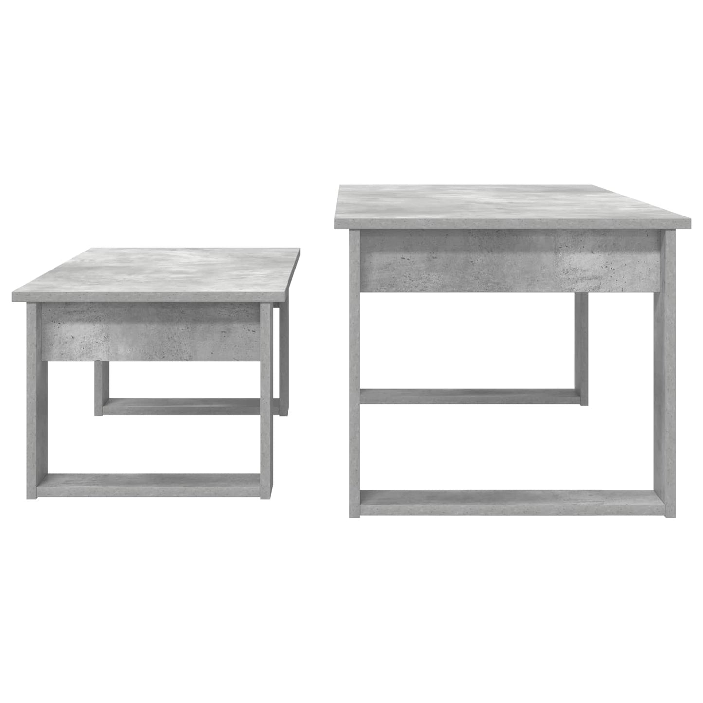 Koffietafel Set 2 pcs Beton Grijs Bewerkt hout