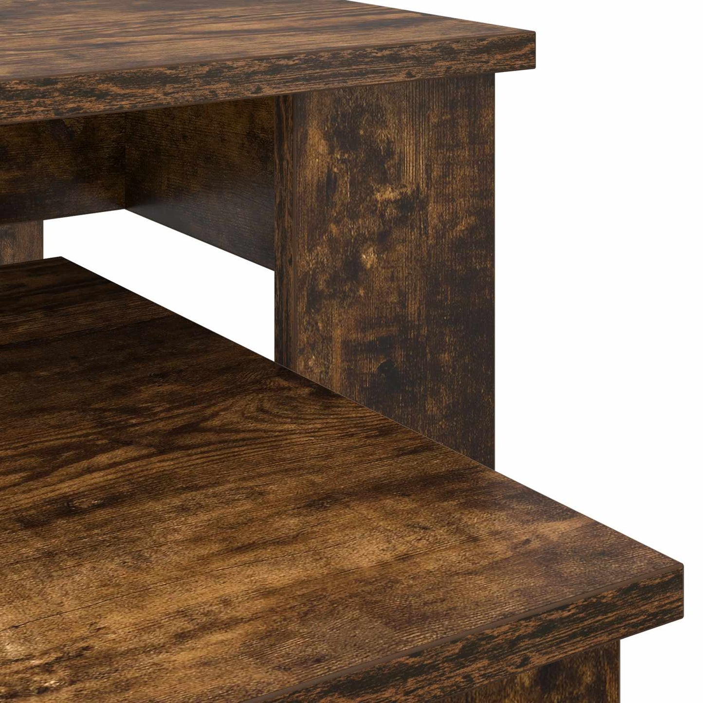 Koffietafel Set 2 pcs Gerookt eiken Bewerkt hout