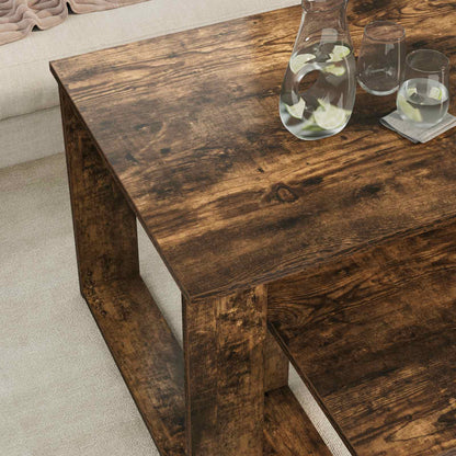 Koffietafel Set 2 pcs Gerookt eiken Bewerkt hout