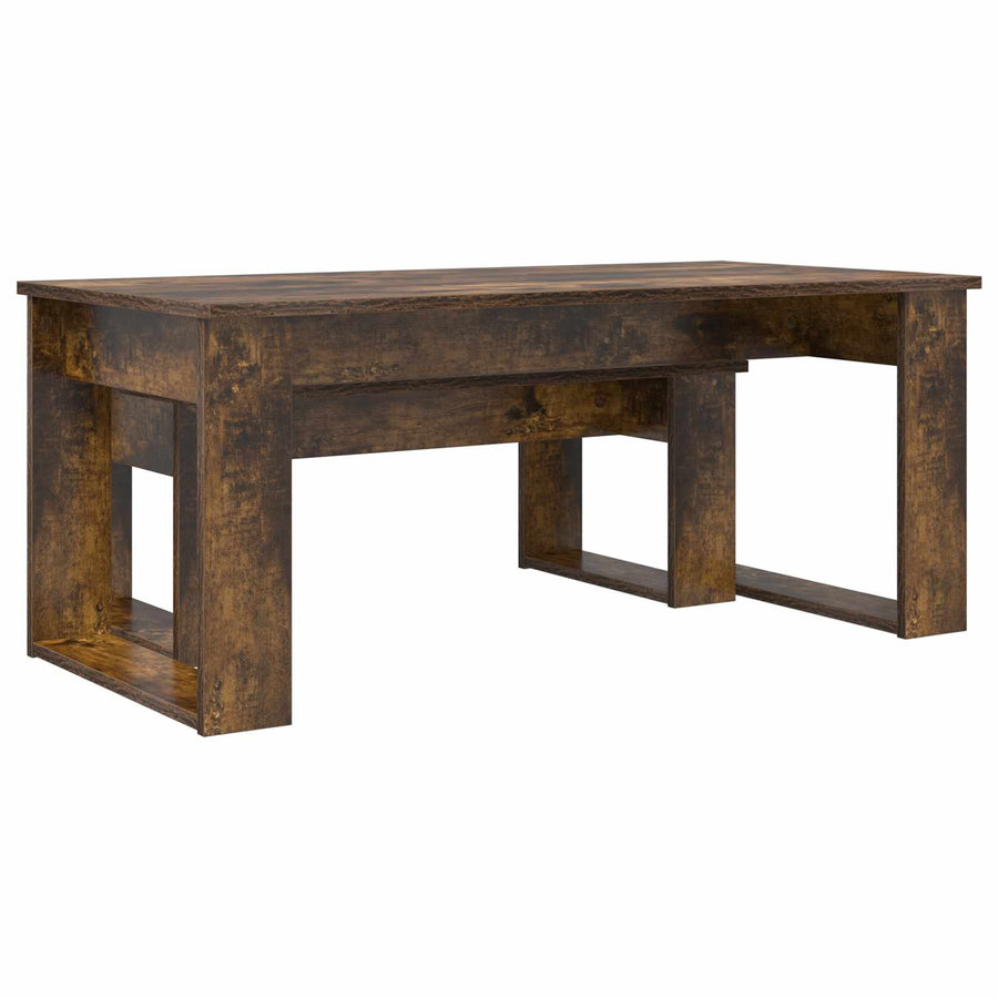 Koffietafel Set 2 pcs Gerookt eiken Bewerkt hout