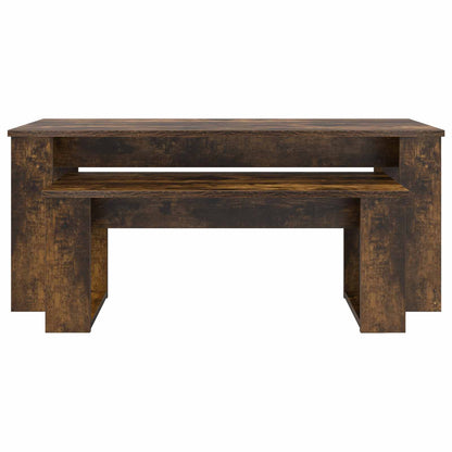 Koffietafel Set 2 pcs Gerookt eiken Bewerkt hout