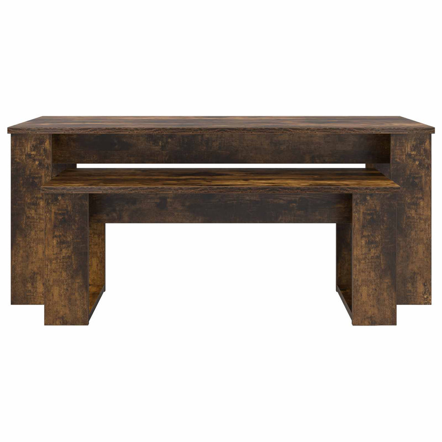 Koffietafel Set 2 pcs Gerookt eiken Bewerkt hout
