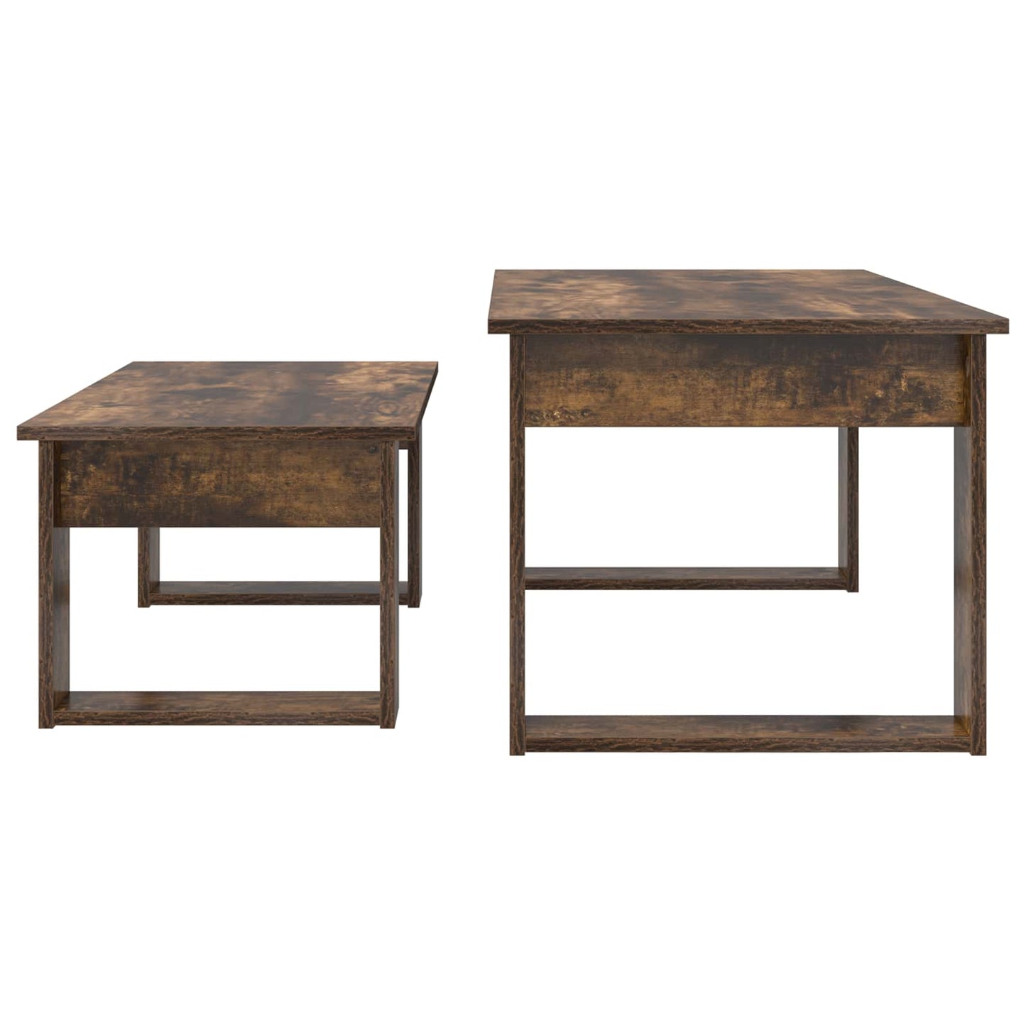 Koffietafel Set 2 pcs Gerookt eiken Bewerkt hout