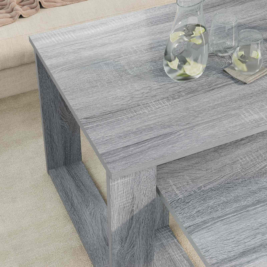 Koffietafel Set 2 pcs Grijs Sonoma Bewerkt hout