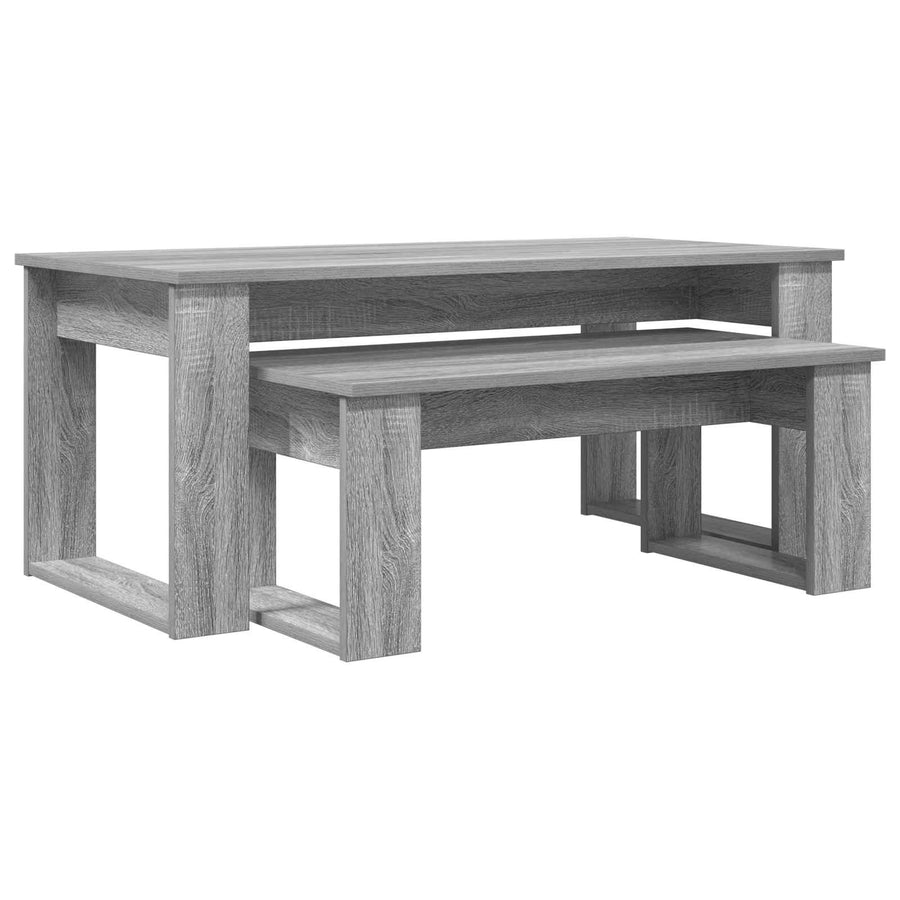 Koffietafel Set 2 pcs Grijs Sonoma Bewerkt hout