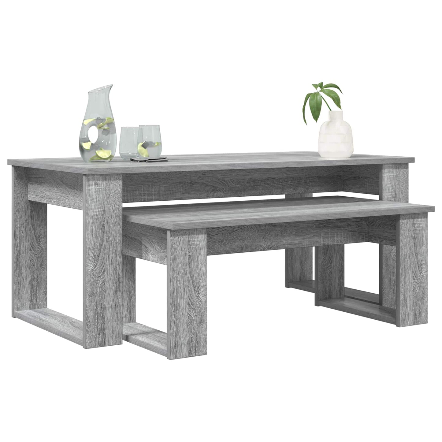 Koffietafel Set 2 pcs Grijs Sonoma Bewerkt hout
