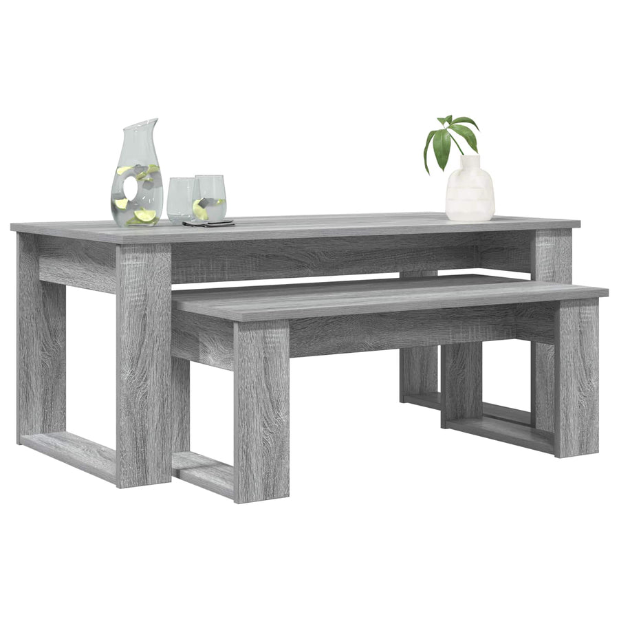 Koffietafel Set 2 pcs Grijs Sonoma Bewerkt hout