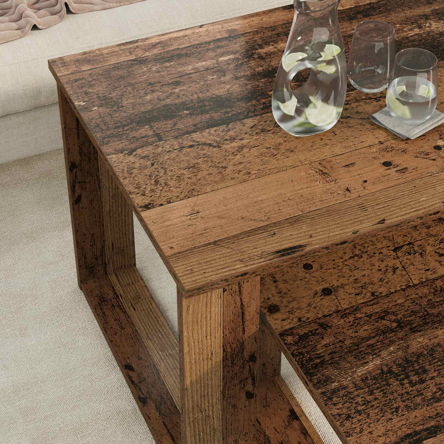 Koffietafel Set 2 pcs Oudhout Bewerkt hout