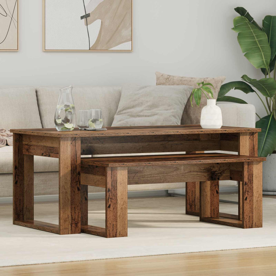 Koffietafel Set 2 pcs Oudhout Bewerkt hout