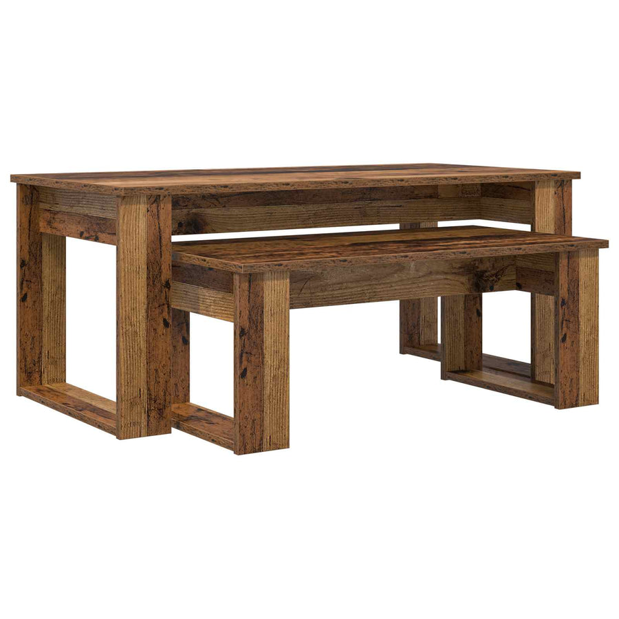 Koffietafel Set 2 pcs Oudhout Bewerkt hout
