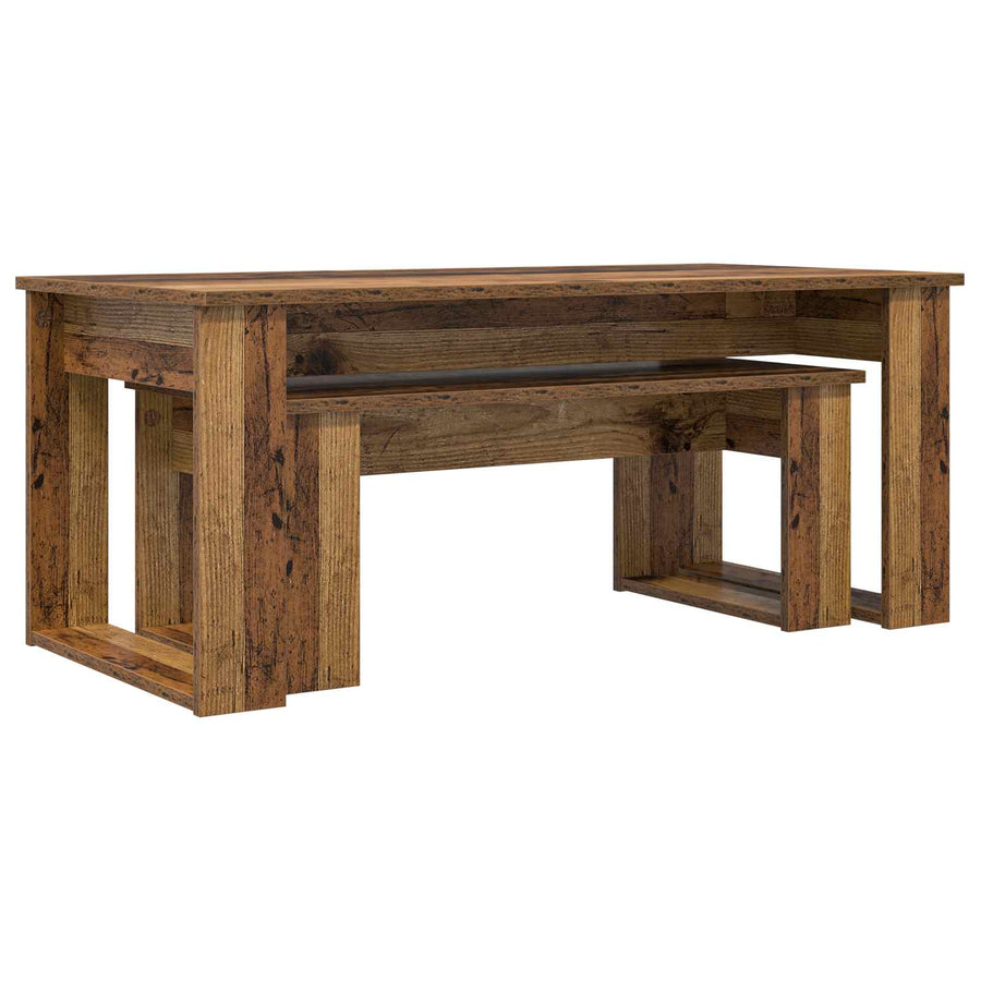 Koffietafel Set 2 pcs Oudhout Bewerkt hout
