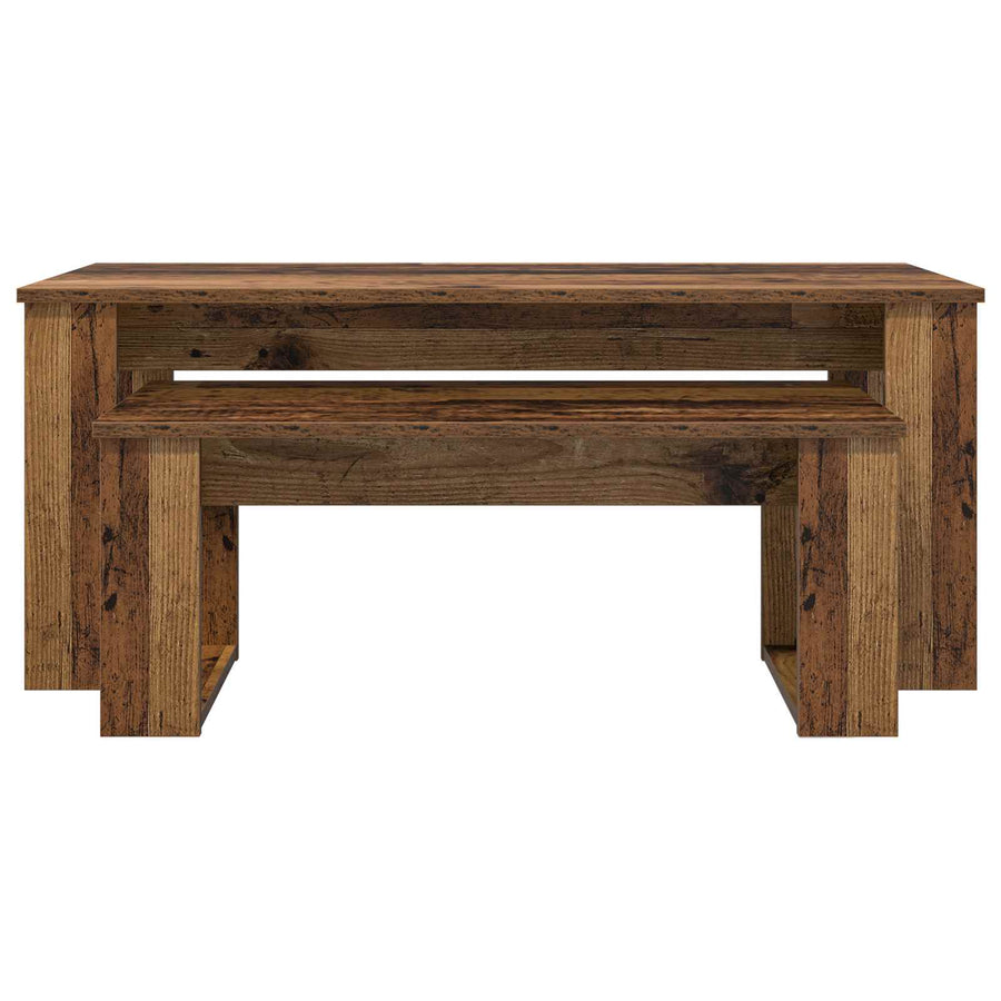 Koffietafel Set 2 pcs Oudhout Bewerkt hout