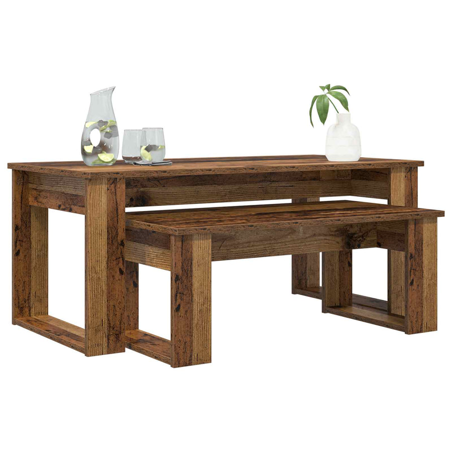 Koffietafel Set 2 pcs Oudhout Bewerkt hout