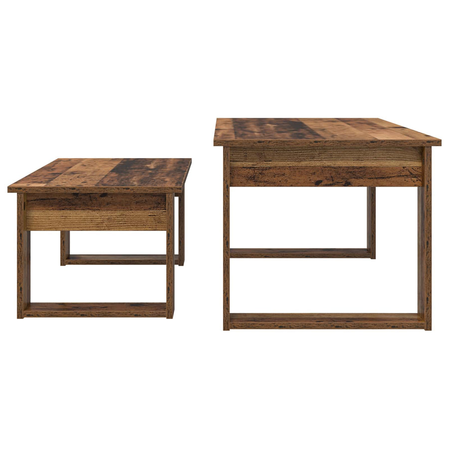 Koffietafel Set 2 pcs Oudhout Bewerkt hout