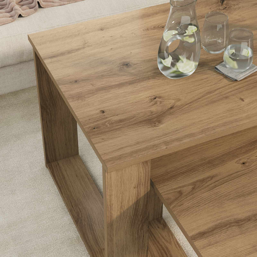 Koffietafel Set 2 pcs Artisan Eiken Bewerkt hout
