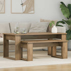 Koffietafel set 2 stuks 100x50x42 cm bewerkt hout