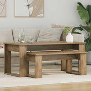Koffietafel set 2 stuks 100x50x42 cm bewerkt hout