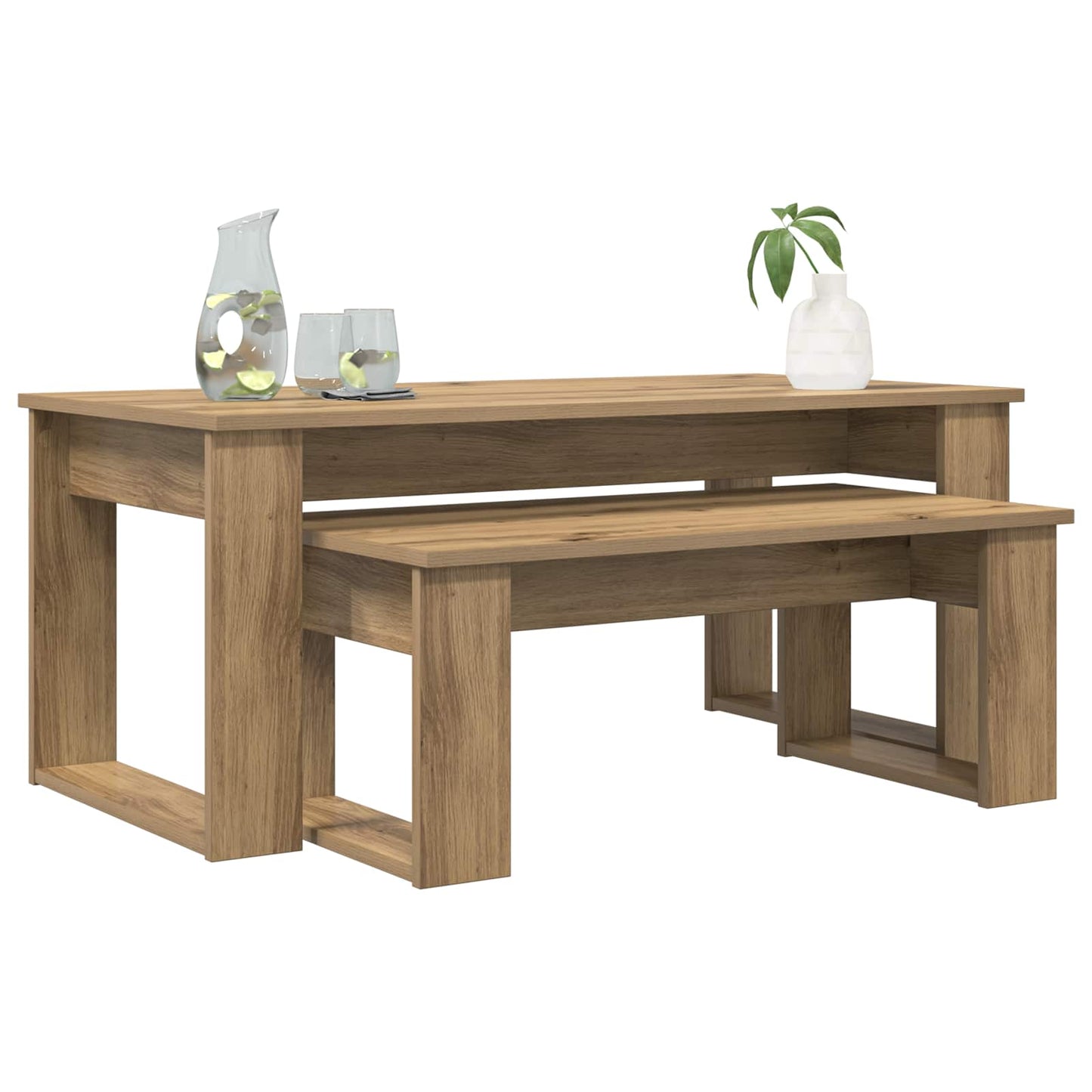 Koffietafel Set 2 pcs Artisan Eiken Bewerkt hout
