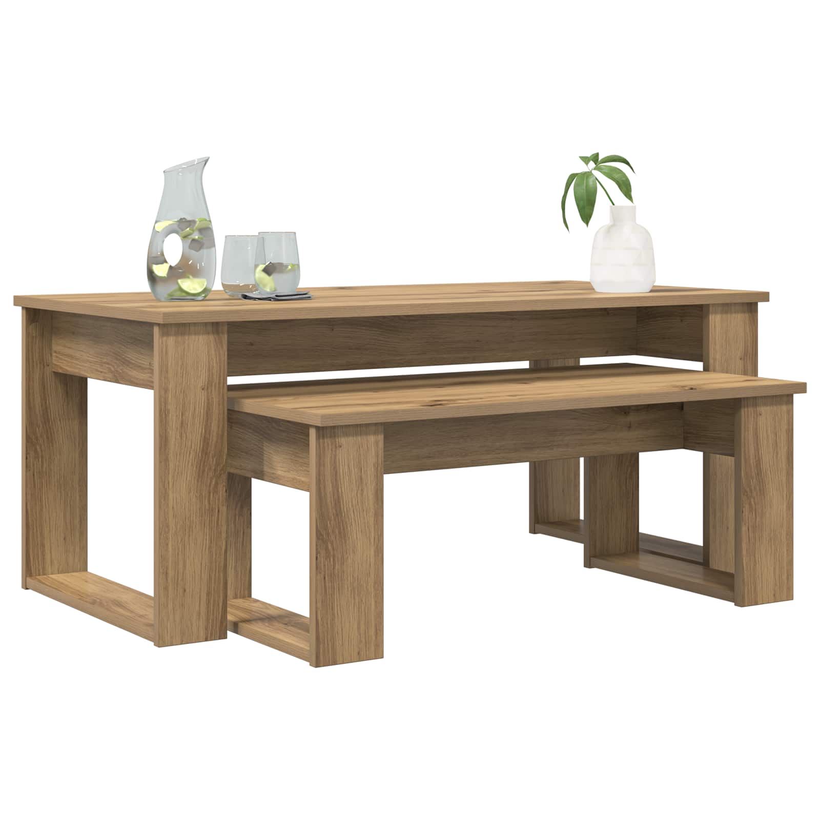 Koffietafel Set 2 pcs Artisan Eiken Bewerkt hout