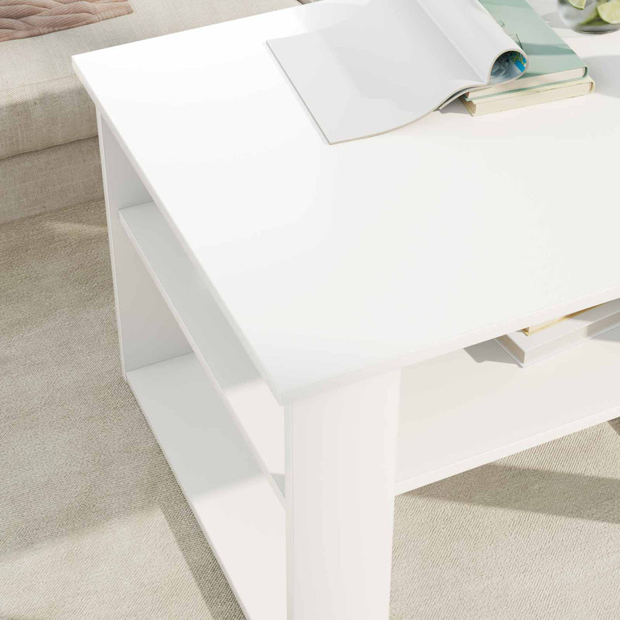 Salontafel met opslag Wit 64 x 54 x 44 cm Bewerkt hout
