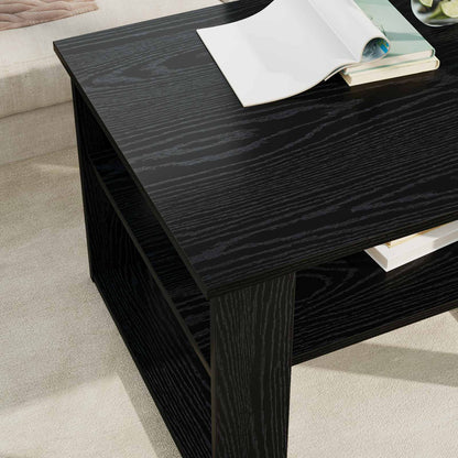Salontafel met opslag Zwart Eiken 64 x 54 x 44 cm Bewerkt hout