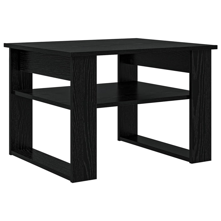 Salontafel met opslag Zwart Eiken 64 x 54 x 44 cm Bewerkt hout