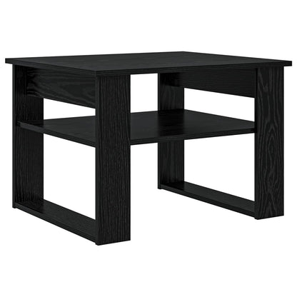Salontafel met opslag Zwart Eiken 64 x 54 x 44 cm Bewerkt hout