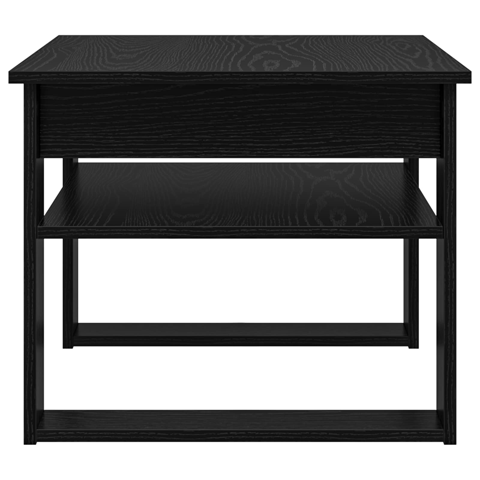 Salontafel met opslag Zwart Eiken 64 x 54 x 44 cm Bewerkt hout