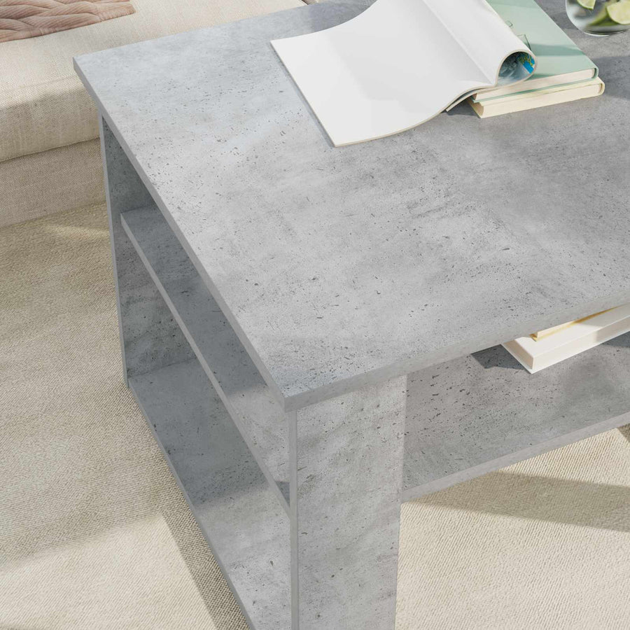 Salontafel met opslag Beton Grijs 64 x 54 x 44 cm Bewerkt hout
