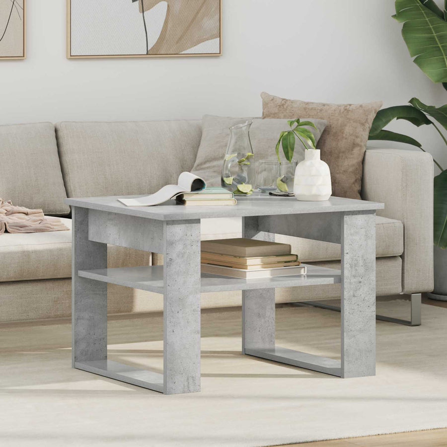 Salontafel met opslag Beton Grijs 64 x 54 x 44 cm Bewerkt hout