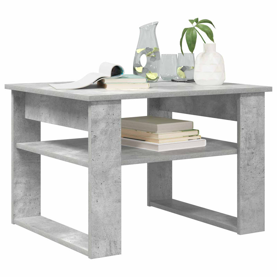 Salontafel met opslag Beton Grijs 64 x 54 x 44 cm Bewerkt hout