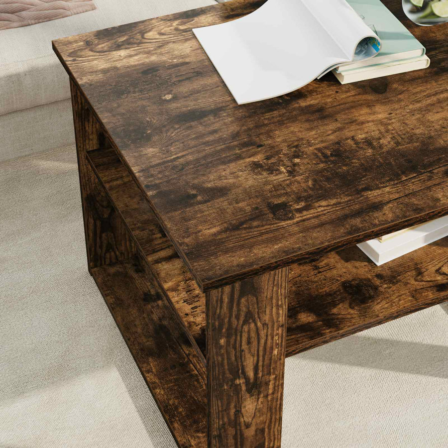 Salontafel Gerookt eiken 64 x 54 x 44 cm Bewerkt hout