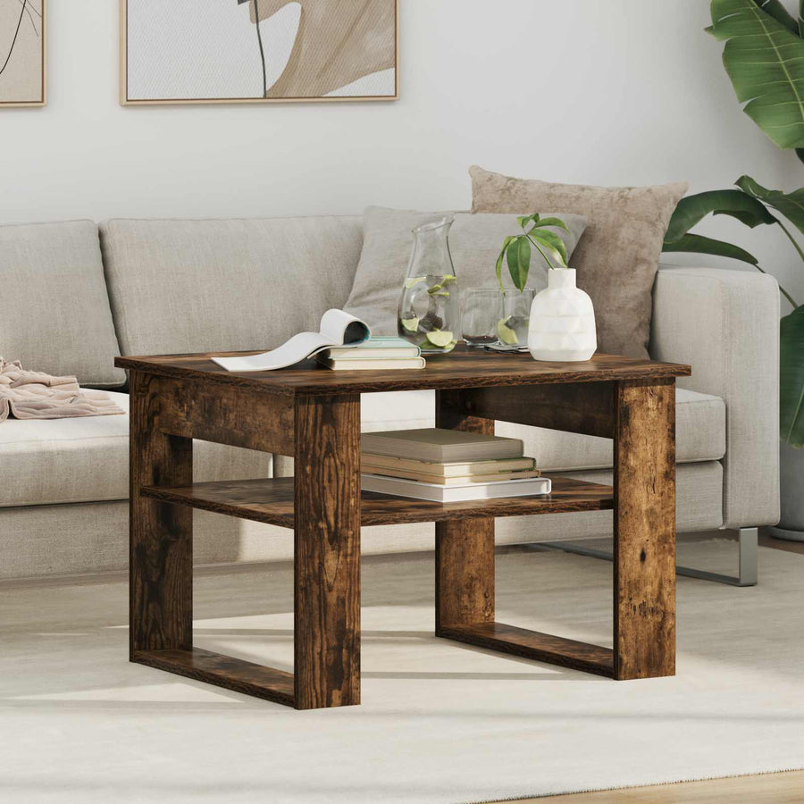 Salontafel Gerookt eiken 64 x 54 x 44 cm Bewerkt hout