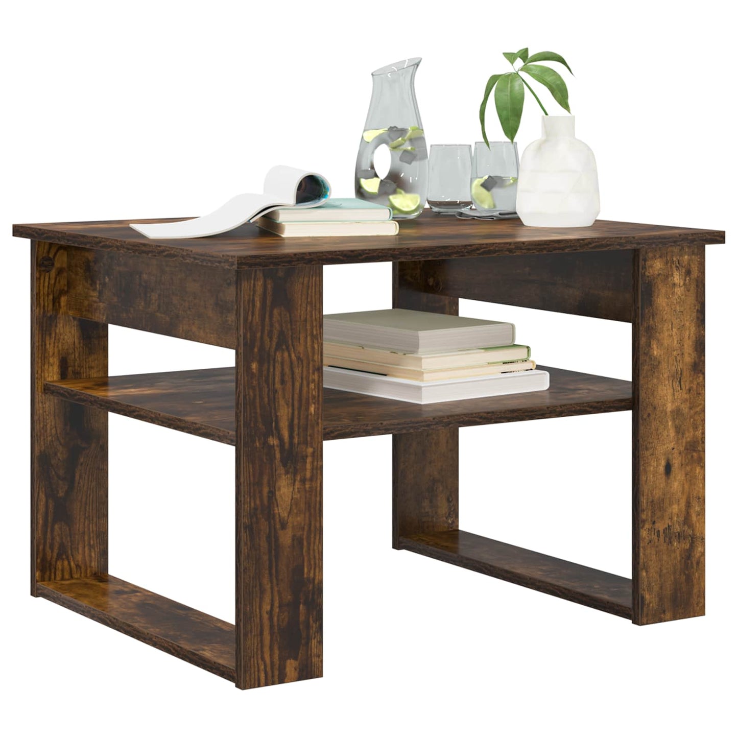 Salontafel Gerookt eiken 64 x 54 x 44 cm Bewerkt hout