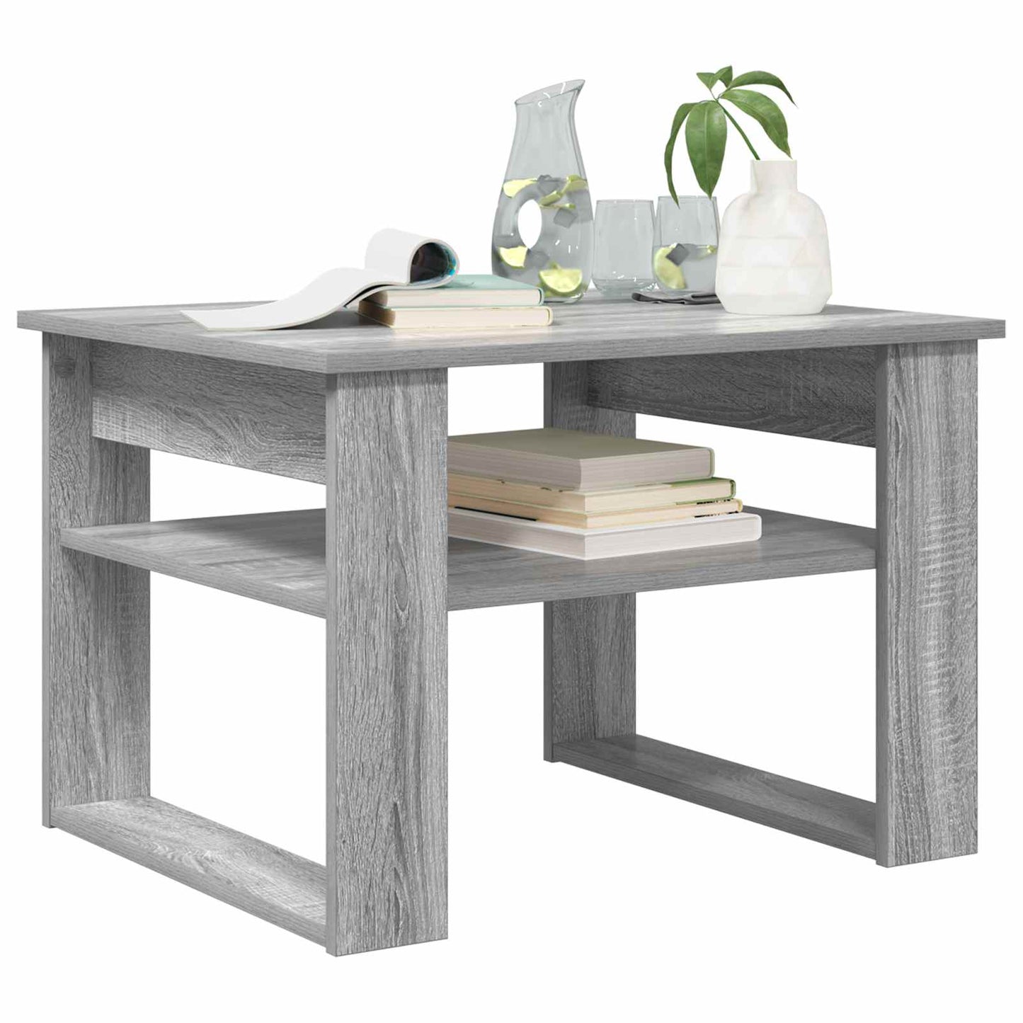 Salontafel met opslag Grijs Sonoma 64 x 54 x 44 cm Bewerkt hout