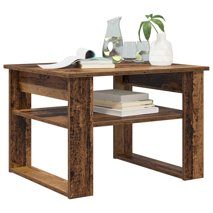 Salontafel met opslag Oudhout 64 x 54 x 44 cm Bewerkt hout