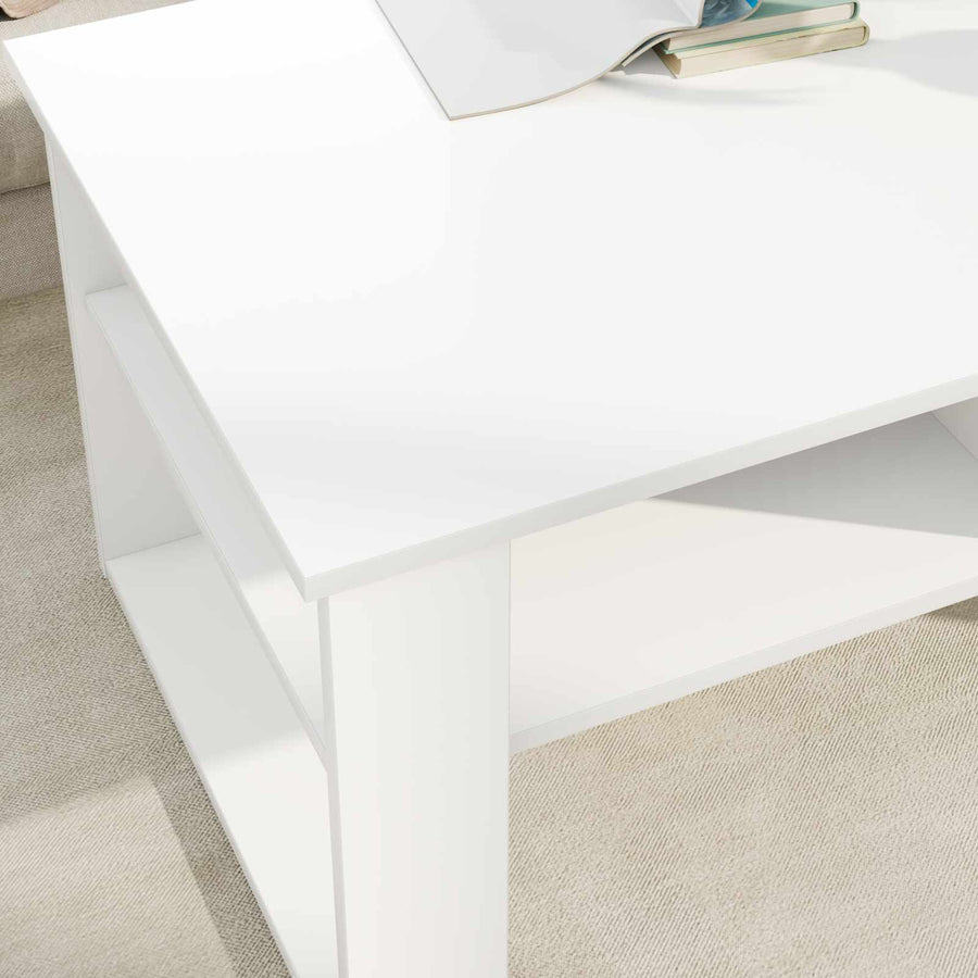 Salontafel met opslag Wit 96 x 54 x 44 cm Bewerkt hout