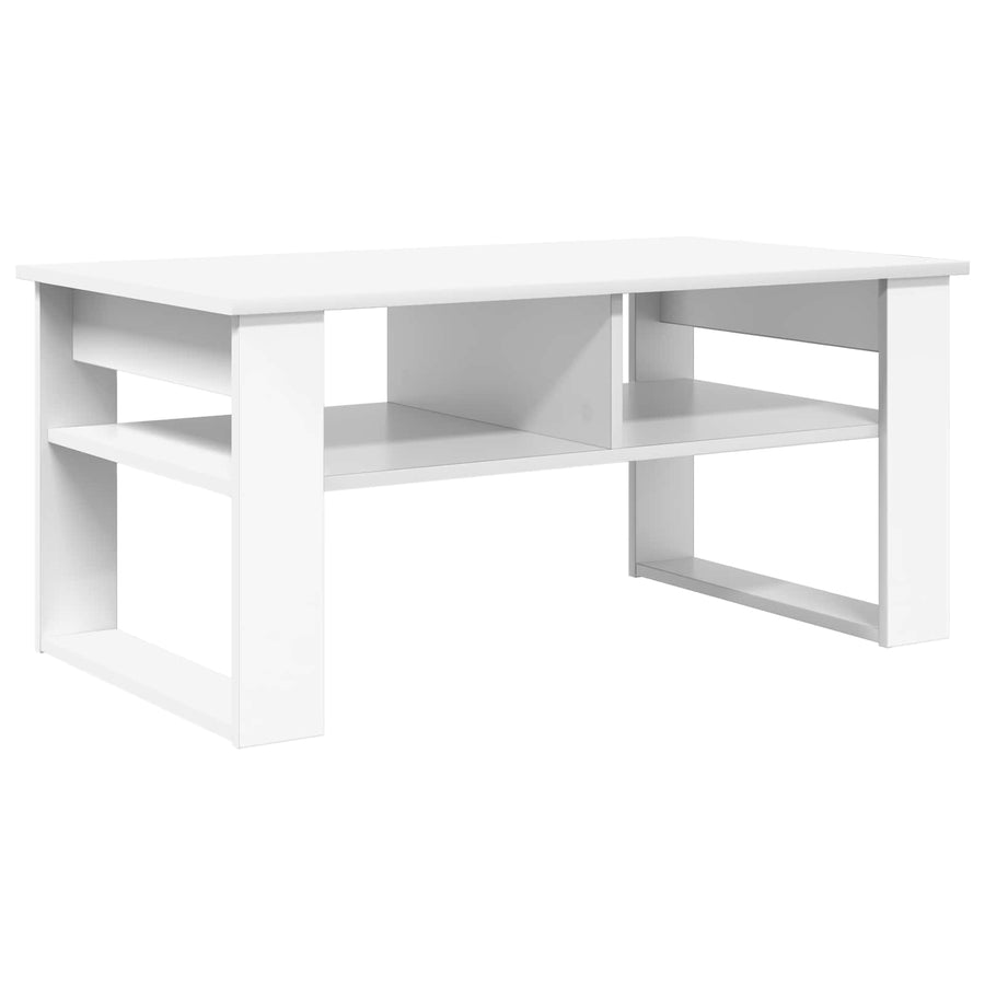 Salontafel met opslag Wit 96 x 54 x 44 cm Bewerkt hout