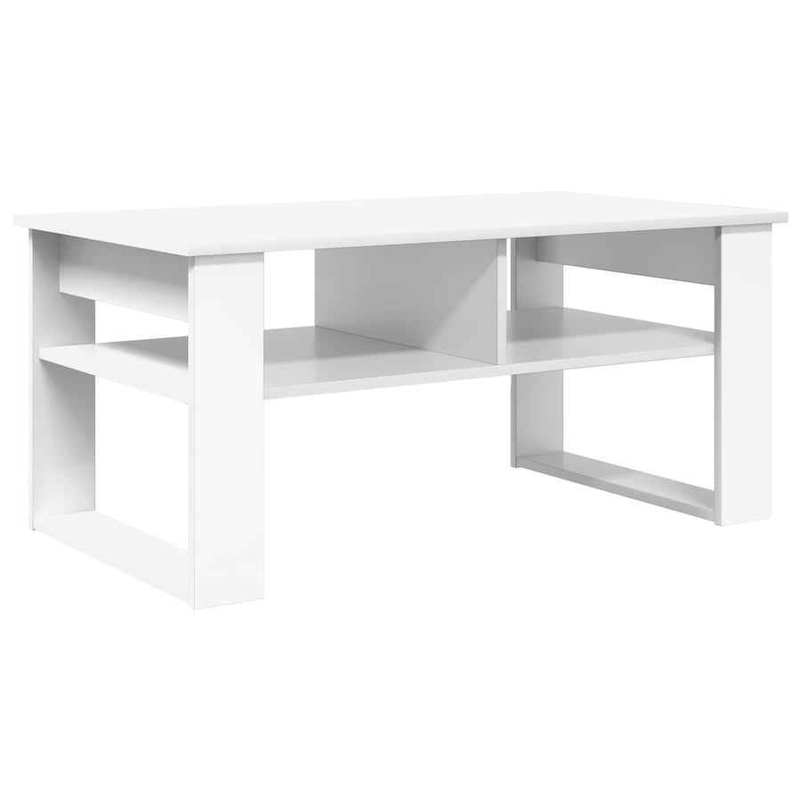 Salontafel met opslag Wit 96 x 54 x 44 cm Bewerkt hout