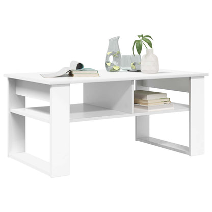 Salontafel met opslag Wit 96 x 54 x 44 cm Bewerkt hout