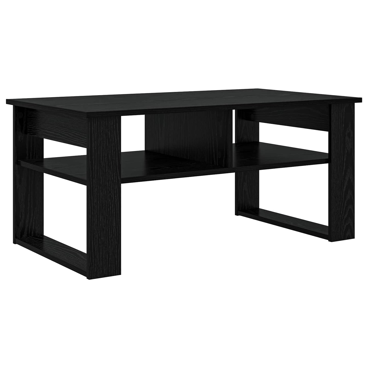 Salontafel met opslag Zwart Eiken 96 x 54 x 44 cm Bewerkt hout