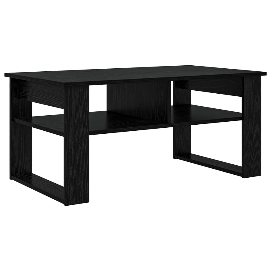 Salontafel met opslag Zwart Eiken 96 x 54 x 44 cm Bewerkt hout