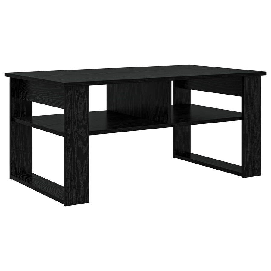 Salontafel met opslag Zwart Eiken 96 x 54 x 44 cm Bewerkt hout