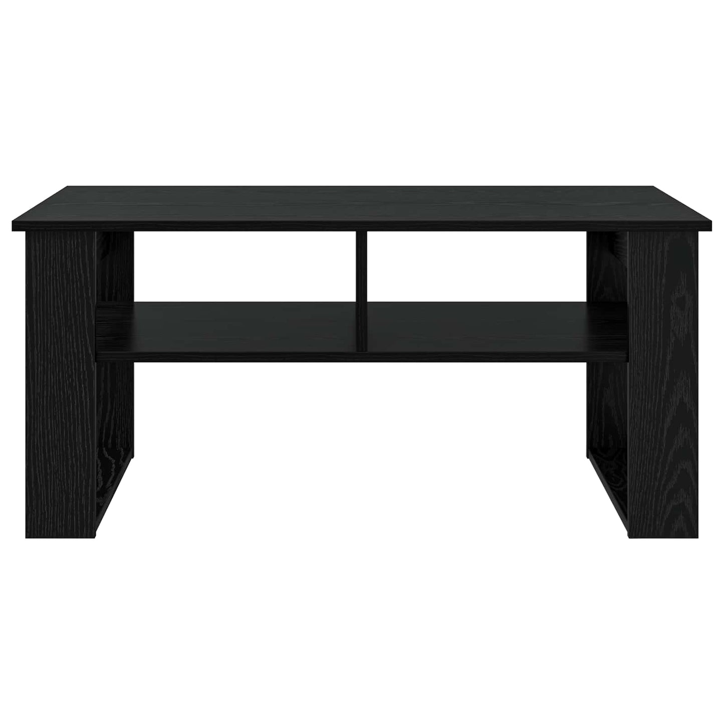 Salontafel met opslag Zwart Eiken 96 x 54 x 44 cm Bewerkt hout