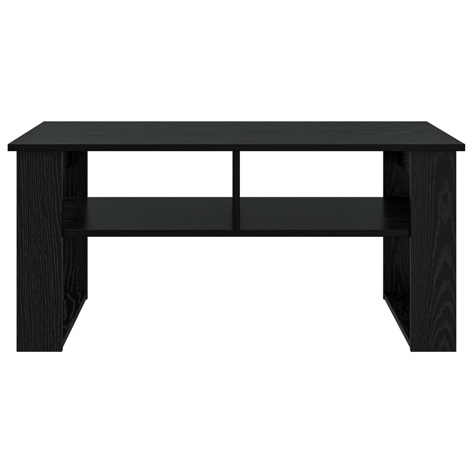 Salontafel met opslag Zwart Eiken 96 x 54 x 44 cm Bewerkt hout