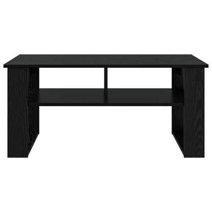 Salontafel met opslag Zwart Eiken 96 x 54 x 44 cm Bewerkt hout