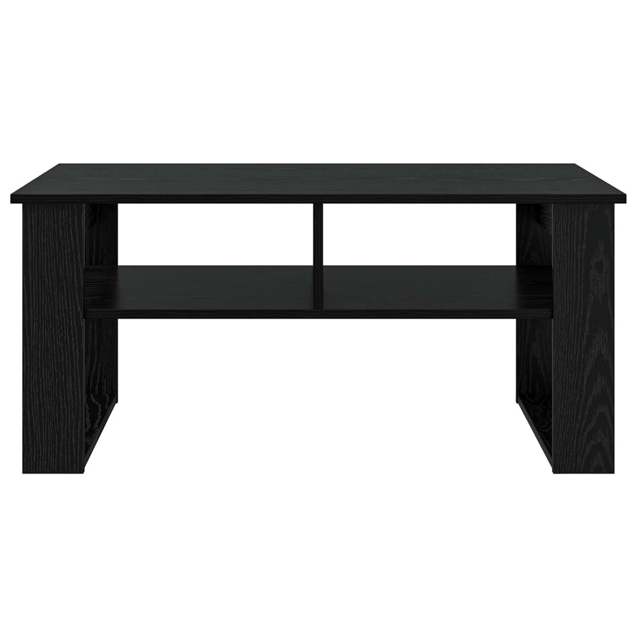 Salontafel met opslag Zwart Eiken 96 x 54 x 44 cm Bewerkt hout